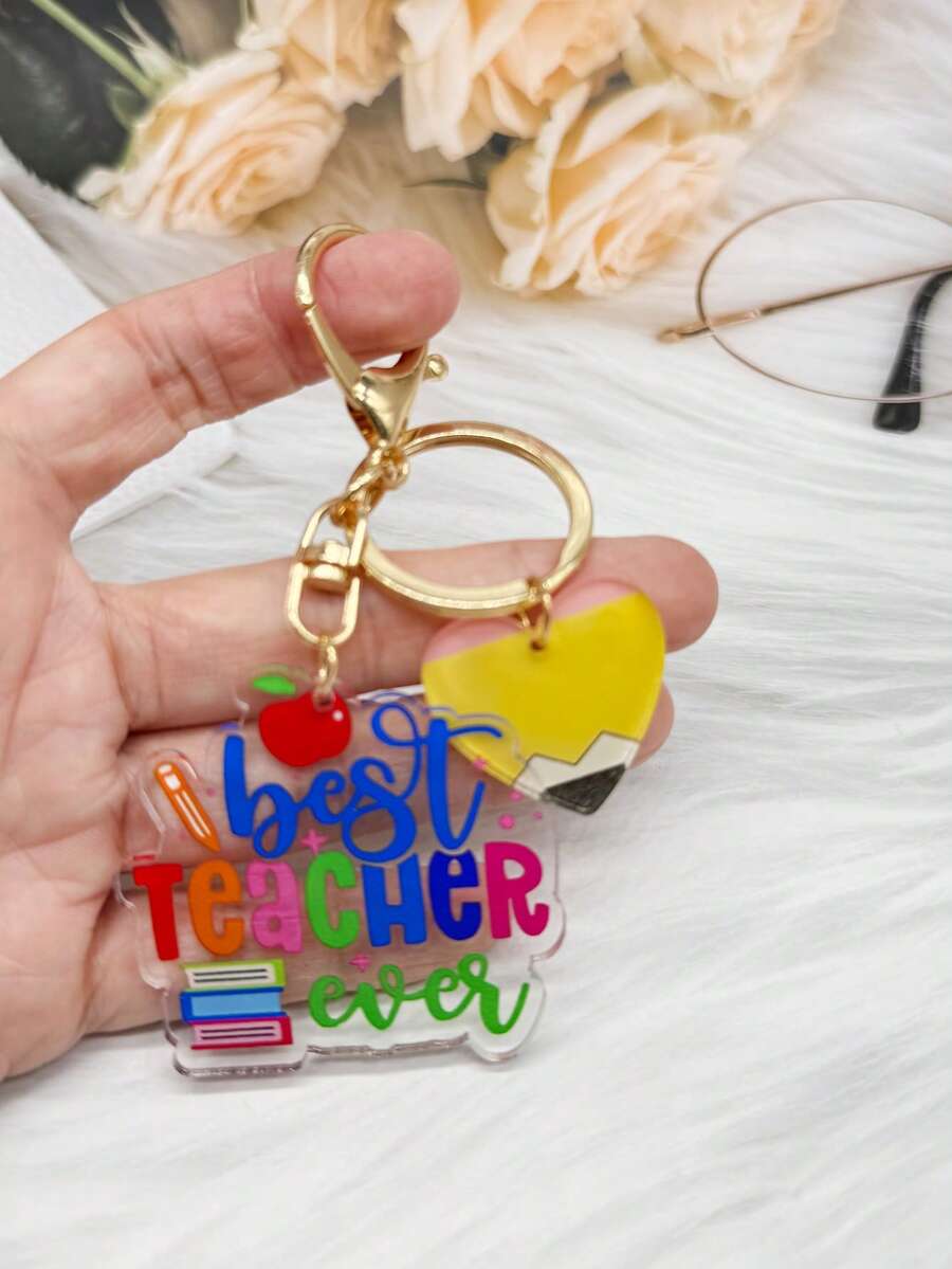 Llavero acrílico de lápiz arcoíris, regalo de graduación para maestros creativos - Llaveros de la temporada de graduación - Ver 1