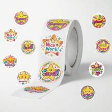 500pcs/Roll Colorful 5-Pointed Star Stickers, 2.5cm/1inch, Amazing Stickers, Good Stickers For Scrapbooking, Luggage, Notebook, Water Bottle, Craft, Non-Adhesive Labels, Gift Decor, Stationery, Back To School Supplies - Cartoon - View 4