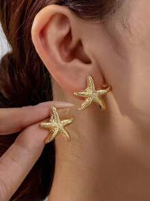 4/16PCS Fashionable Elegant Small C-Hoop Geometric Multi- Gold Metallic Earring Set, Women's Fashion Earring Set, Daily Wear, (Lightweight CCB Material, Non-Fading/No Ear-Pulling Sensation) - Gold - View 7