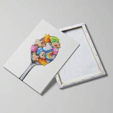 1 tấm tranh canvas treo tường có khung/không khung phong cách vintage hình thìa bùa may mắn hài hước, chủ đề ngũ cốc bữa sáng, nghệ thuật tối giản vui nhộn, tranh cuộn trang trí hiện đại cho phòng ăn, phòng khách, phòng ngủ và nhà ở - A - Xem 4