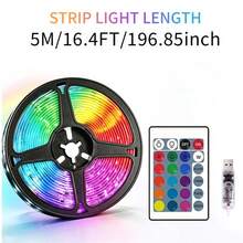 智慧 RGB LED 燈條，3.28英尺至65.6英尺 (1m-20m)，附 App 與 44 鍵遙控器，音樂同步變色可調光 LED 燈，適用於臥室、電視、遊戲、房間裝飾 - 幻彩24鍵遙控+APP控制 - 查看 9