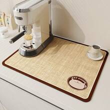 1pc,Coffee Bar Counter Mat, Water-Absorbing Coffee Machine Drying Mat, Stain-Resistant And Splash-Proof Countertop Mat With Vintage And Rustic Coffee Patterns, Various Farm-Style Designs. Size L Measures 30*50 Cm. - Multicolor - View 5