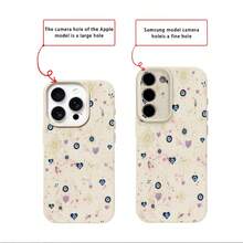 1pc TPU Material Rose Gold Evil Eye & Feather Pattern Phone Case, Compatible With IPhone 17 Pro Max/17/16 Pro Max/15/13/12/11, S20 FE/A15/S24/A55, Note 11/12/13 Pro, Full Coverage Anti-Drop Soft Protective Cover - White - View 7