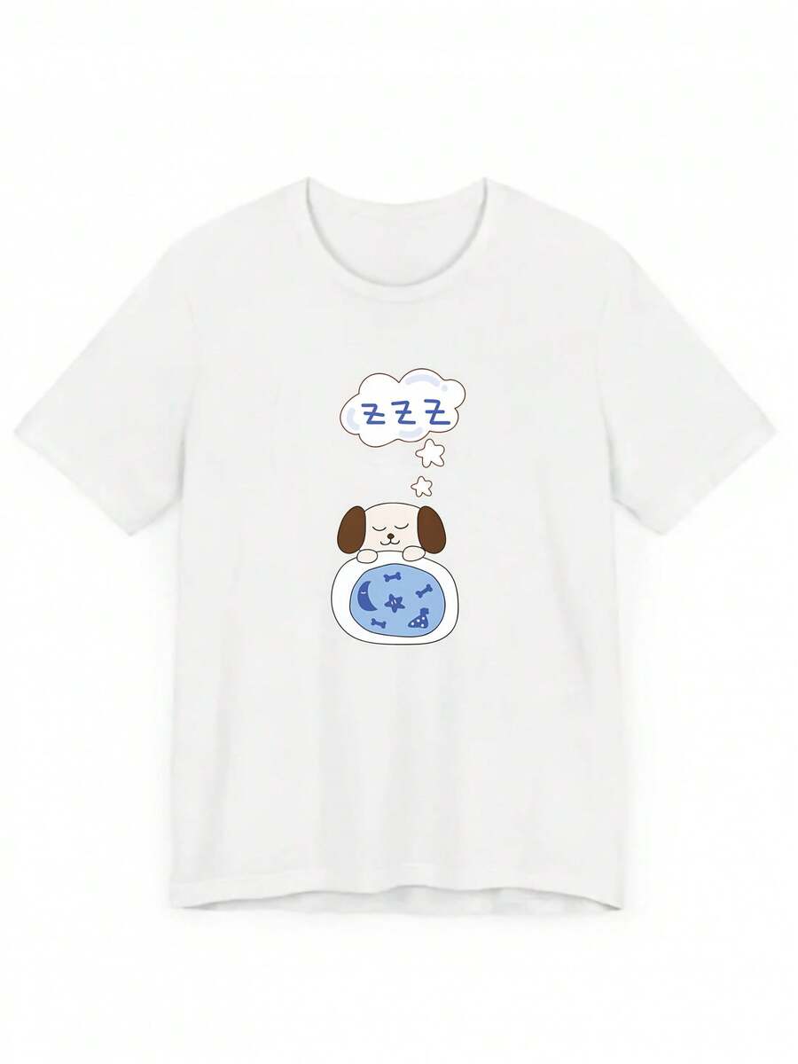 Cute Y2K Summer Top. 1pac. Cute Y2K Summer Top. 100% Cotton. New Spring/Summer 2026 Arrival. Women's Short-Sleeved T-Shirt With Zzz So Sleepy Print, Casual, Versatile. Perfect For A Casual Look. - 白色 - 查看 1