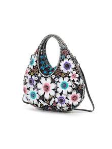 Bolso de noche noble brillante Primavera/Verano 2026, bolso de mano de noche elegante y lujoso con cristales para mujer, cartera de moda para mujer, bolso para lápiz labial, bolso para perfume, bolso de noche de boda lujoso y brillante con cristales para vestido de novia, bolso de mano de metal con diamantes hecho totalmente a mano, adecuado para mujeres nobles y amigas para asistir a fiestas, fiestas de cóctel, reuniones y banquetes, (no cabe el teléfono) - Negro - Ver 3