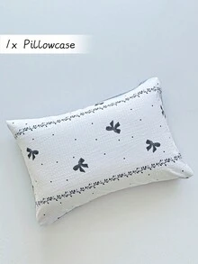 1件黑白波點蝴蝶結印花枕套，極簡可愛波點宿舍/臥室枕頭套，Ins風家居裝飾靠墊套，柔軟透氣，可機洗，不含填充物 - 黑與白 - 查看 1