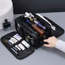 PU Leather Large Capacity Travel Organizer Bag, 3-Layer Expandable Design, Portable Handheld Men's Toiletry Bag, Multi-Functional Storage Bag For Cosmetics And Shaving Kit - Multicolor - View 7