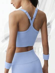 Seamless Ribbed Favorite Bra Tank - Light Provence Blue - View 2