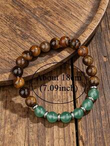 Retro Fashion Attract Money Bracelet- Green Aventurine & Tiger Eye Luck Beaded Bracelet, Wealth, Abundance & Prosperity, Spirit Jewelry For Women Men - Multicolor - View 5