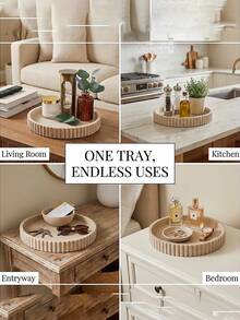 Decorative Tray - Living Room Coffee Table Tray - Round Home Decor Tray - Coffee Table Centerpiece Decoration - Modern Minimalist Centerpiece - A - View 3