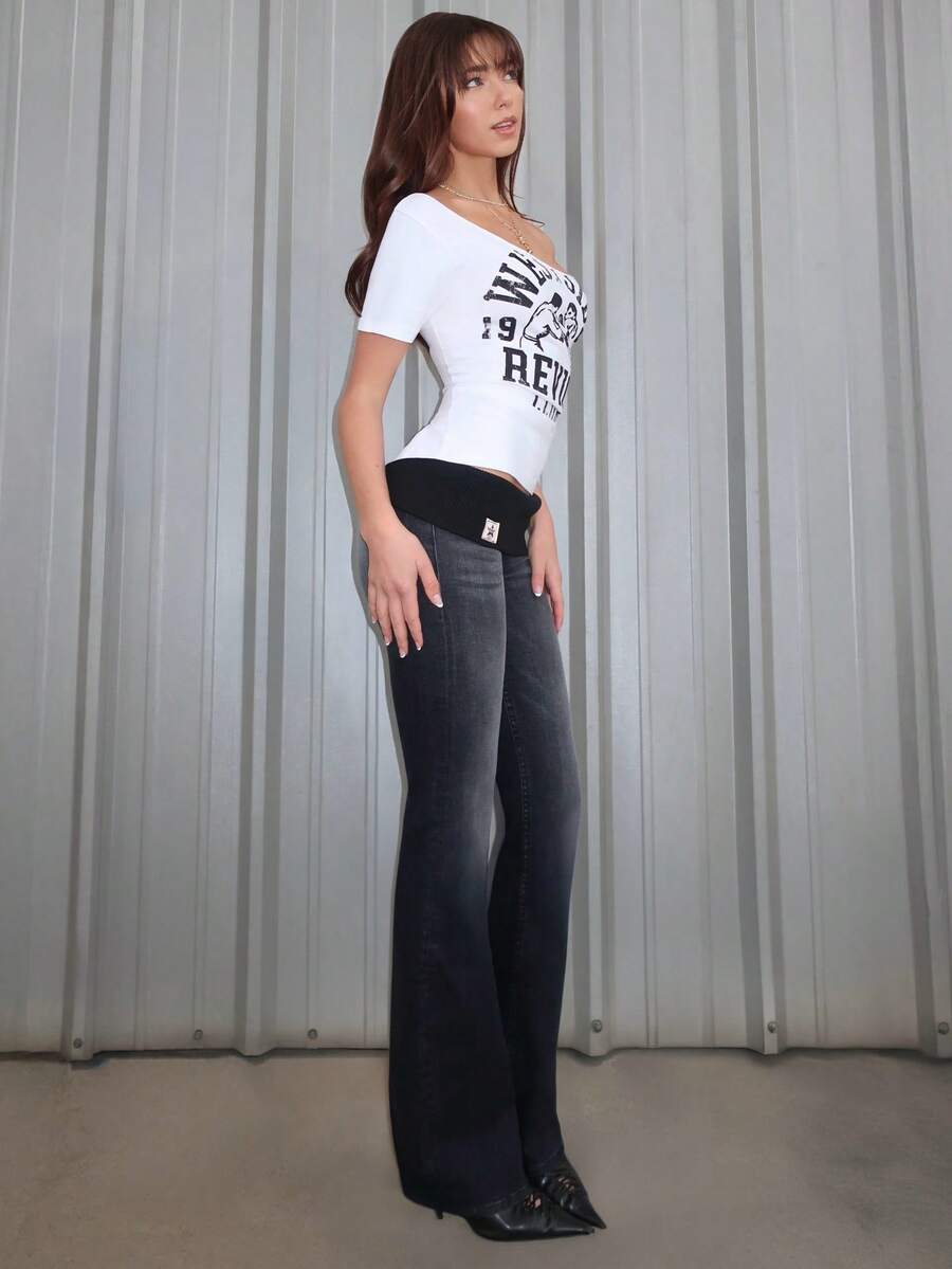 Jeans For Women,Retro Street Style Hot Girl High-Waisted Design Washed Blue Jeans For Women Y2k, Pants For Women,Summer Outfits For Women - 0463黑色(現貨) - 查看 1