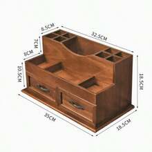 Elegant Wooden Storage Box, Multi-Functional Wooden Cosmetic Storage Box With Drawers, Elegant Design, Durable Wooden Box, Desktop Storage Box, Jewelry Rack, Office Desk Accessory - Sets - View 7