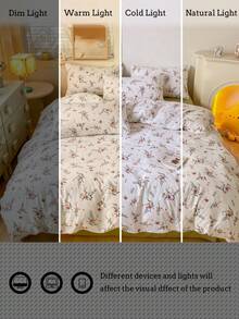 New Polyester Brushed Printed Duvet Cover 3 PiecesSet, Suitable For Bedroom Bedding - White - View 8