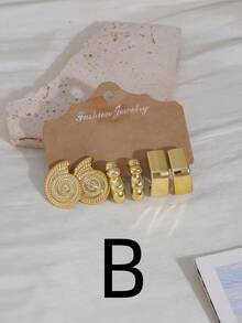 6/18 Stück Seestern & Muschel geformte vergoldete Resin Creolen, dicke Ohrringe, Blumen Ohrringe, übertriebene Ohrringe, großes Ohrringset für Frauen - Goldgelb - Übersicht 15