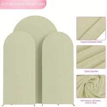 Latar Belakang Lengkungan Putih, 5 kaki, 6 kaki, 6,6 kaki, 7,2 kaki, 7,87 kaki Penutup Lengkungan Pernikahan 2 buah Kain Peregangan Spandex Latar Belakang Lengkungan Kubah Kain Latar Belakang Lengkungan Cocok Untuk Pesta Ulang Tahun Dekorasi Bingkai Lengkungan Pernikahan (Bingkai Lengkungan Tidak Termasuk, Hanya Latar Belakang Kain) - Hijau Sage (Dua Sisi) - View 5