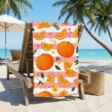 1 pieza/24pcs Toalla de playa con estampado de sandía y naranja a rayas, manta de playa de microfibra extragrande, toalla de baño súper absorbente, adecuada para viajes, piscina, buceo, surf, yoga, camping, múltiples tamaños, accesorios de playa, aplicable para playa, piscina, viajes, camping, yoga - fruta - Ver 4