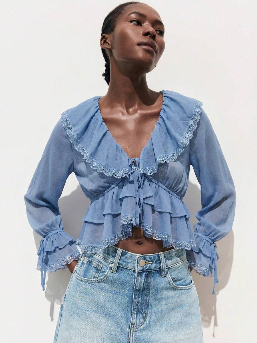 Women Blouses & Shirts - Blue - View 1