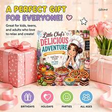 GDTME Cute & Cozy "Little Chef's Delicious Adventure" Coloring Book, 7.9x7.9 Inch Food Lover Activity Book, Featuring Chefs, Baking And Delicious Food Scenes, Bold Line Simple Design, Stress Relief, Perfect Gift For Birthday And Daily Leisure - Coloring Book - View 4