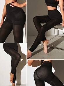 Suprenx Leggings de compresión con malla, estilo básico para mujer - Negro - Ver 6