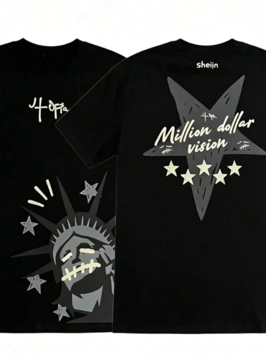 Camiseta De Gama Alta Utopia Para Hombre - Negro - Ver 1