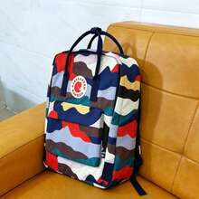 1 Piece Waterproof Canvas Backpack With Art Print, Adjustable Straps, Large Capacity, Zippered Pocket For School, Everyday Use And Outdoor Activities - 春景 - 查看 5