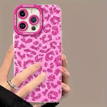 Tema de estampado de leopardo rosa con purpurinafunda de teléfono Fundas compatibles con ,Apple,VIVO,OPPO,,, y Honor.Fabricadas en silicona TPU,ofrecen protección contra golpes y caídas.correa para celular - Blanco - Ver 2