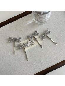 2 Stück elegante Vintage Libellen Haarspangen, minimalistische Metalllegierung Haarnadeln, 5cm/1.97in, geeignet für tägliche Dekoration von Frauen, Lässig, Formell, Reisen, Schule, Party, Geschenk, Haarklammern - Antiksilber - View 6