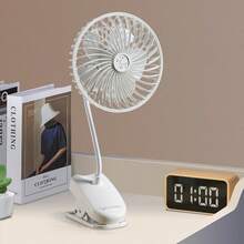 Summer Cooling Personal Portable Fan, Desktop Silent Small Fan, 4 Speed Adjustment Modes, USB Charging Function, One-Key Switch, 360° Adjustable Flexible Neck Fan. Suitable For Home, Beach, Office, Dormitory, Bedroom, Indoor, Outdoor, Baby Carriage, Travel, Travel Essentials, Summer Gifts, Etc. Occasions. - WQ-fS01B - View 2