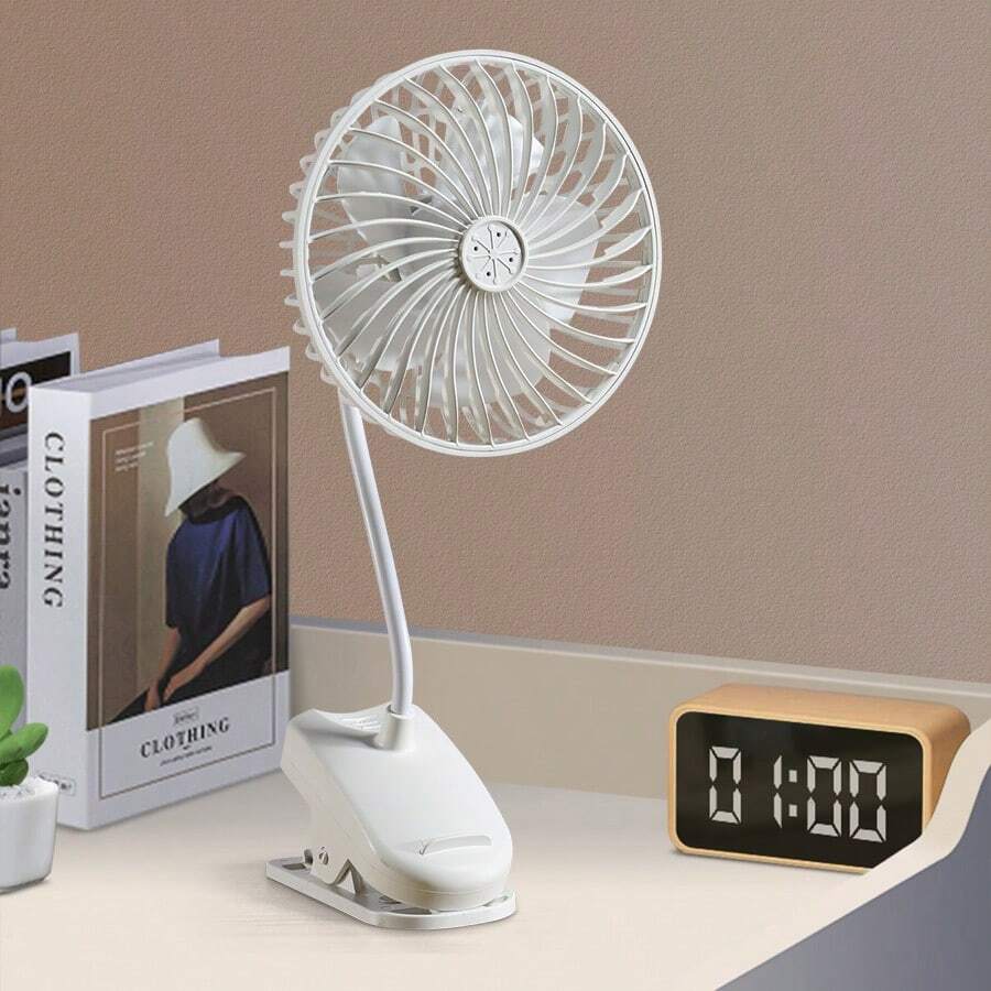 Summer Cooling Personal Portable Fan, Desktop Silent Small Fan, 4 Speed Adjustment Modes, USB Charging Function, One-Key Switch, 360° Adjustable Flexible Neck Fan. Suitable For Home, Beach, Office, Dormitory, Bedroom, Indoor, Outdoor, Baby Carriage, Travel, Travel Essentials, Summer Gifts, Etc. Occasions.