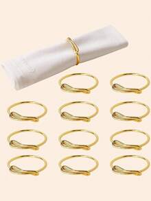 12/50 Pcs Gold Napkin Ring Minimalist Knotted Tablecloth Napkin Holder Sturdy Metal Modern Decor For A Wedding Gift Set For Halloween Thanksgiving Christmas Dinner Table Decoration - Gold - View 15