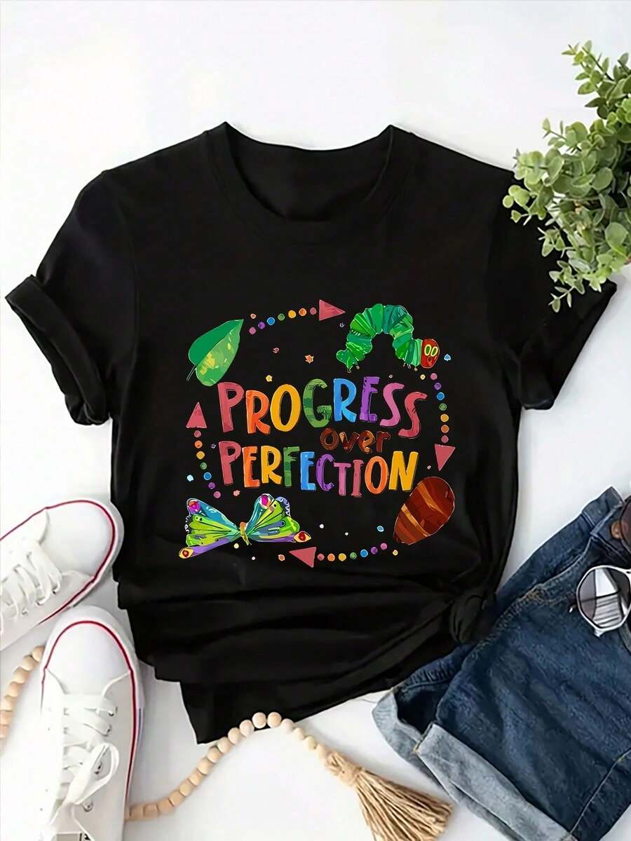 Camiseta de Moda de Manga Corta PROGRESS Colorida de Talla Grande con Cuello Redondo - Predeterminado 2 - Ver 1