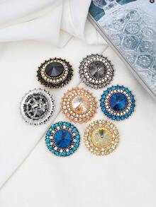 3pcs/Set Multi-Layer 3D Flower Full Rhinestone Metal Large Buttons, Suitable For Fur Coats, Sweaters, Suits, Uniforms, Dresses, Decorative Buttons For DIY Bags, Jewelry Boxes, Gift Boxes, Handicrafts - Multicolor - View 2