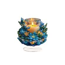 1pc Blue Lotus Candle 2D Flat Acrylic Decorative Ornament, Light Luxury Style Living Room Entryway Tabletop Creative Decor - A - View 5