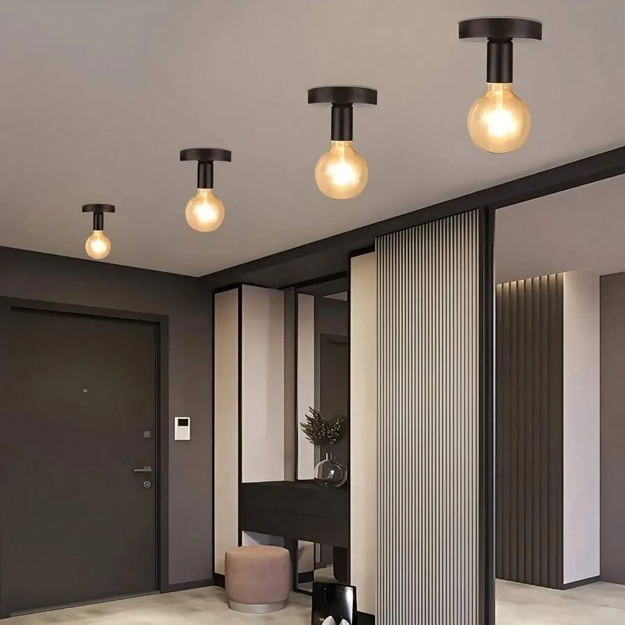 Juego de 2 luces de techo de estilo nórdico moderno retro, con base de bombilla E27, apropiado para sala de estar, dormitorio, baño, cocina, balcón (bombilla no incluida) - Multicolor - Ver 1