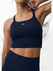 Seamless Ribbed Favorite Bra Tank - Navy - View 3