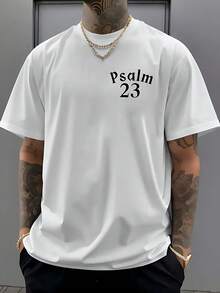 Men's White Christian Scripture T-Shirt, Crew Neck Short Sleeve Casual Top, Lightweight Cotton Fabric - 白色 - 查看 2