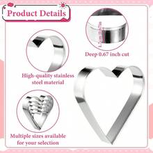 5 PCS Heart Shaped Cookie Cutter Heart Cookie Cutters, 5 Size Stainless Steel Lover Small Biscuit Cutters Valentine's Day, Weddings, And Anniversaries - Silver - View 4