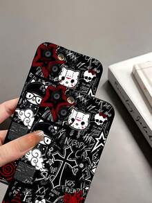 Grafitis de   en rojo y negrofunda de teléfono Fundas compatibles con ,Apple,VIVO,OPPO,,, y Honor.Fabricadas en silicona TPU,ofrecen protección contra golpes y caídas. - Negro - Ver 8