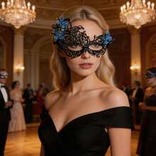 Halloween Rhinestone Butterfly Mask - Sparkling Butterfly Shape With Bright Rhinestone Embellishments, For Masquerade, Cosplay Dress Up - 黑色 - 查看 6