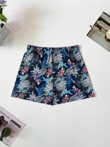 5件組男士雨林動物印花輕量聚酯纖維四角內褲，透氣鬆緊腰寬鬆版大尺碼休閒多色睡衣套裝 - 彩色 - 查看 4