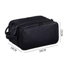PU Leather Large Capacity Travel Organizer Bag, 3-Layer Expandable Design, Portable Handheld Men's Toiletry Bag, Multi-Functional Storage Bag For Cosmetics And Shaving Kit - Multicolor - View 11