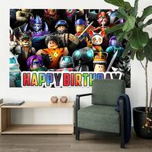 授權 方塊角色黑色經典方塊生日主題生日派對用品趣味裝飾背景布裝飾派對輕量裝飾卡通動漫攝影布橫幅海報攝影道具趣味裝飾完美派對生日裝飾背景橫幅攝影背景派對生日裝飾拍照亭橫幅道具，尺寸 82.7*59.1/59.1*39.4/39.4*29.5 英吋 - 彩色 - 查看 8
