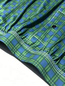 1piece Of Men Underwear, Soft And Comfortable Checkered Pattern Design Loose Corner Shorts, With Button Placket, Suitable For Daily Wear And Vacation - Multicolor - View 6