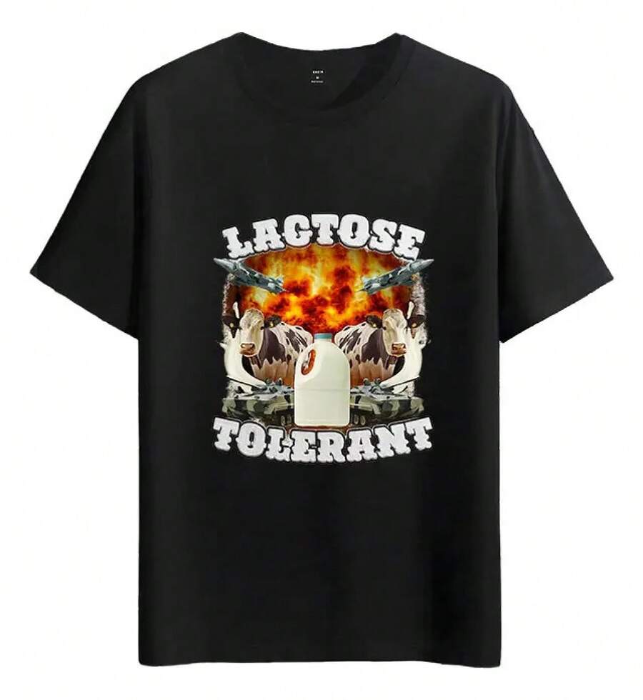 Tshirt Muscle Freaks Lactosa Intolerancia Estilo - Negro - Ver 1