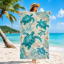 1pc/24pcs Watercolor Towel, Microfiber Oversized Beach Blanket, Super Absorbent Bath Towel, Suitable For Travel, Pool, Diving, Surfing, Yoga, Camping, Multiple Sizes, Beach Accessories, Applicable To Beach, Pool, Travel, Camping, Yoga - Sea Turtle - View 2