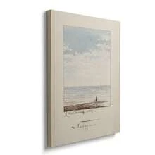 1/2件組 裝框/無框復古海岸海灘素描風景畫布海報 古典夏季海灘海景復古牆面藝術印畫 湖邊別墅裝飾畫 適於公寓、客廳、臥室、現代家居裝飾 - A - 查看 2