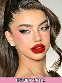 MISSLYN 1pc Mattastic Lipstick, Rich Pigment, Long-Wear Lip Color, Silky Smooth Lightweight Formula, Soft Matte Finish, Buildable Lip Makeup, High Pigment, Long-Wear, Smooth Creamy Texture, Lightweight, Buildable Color, Deep Red Tones, Goth Makeup - #150 Cherry Blaze - View 3