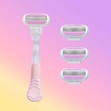 Set Pisau Cukur Pria & Wanita 3 Lapis - Gagang Ergonomis Anti Selip, Dapat Digunakan Basah/Kering, Mencukur Halus & Lembut untuk Wajah & Tubuh - MultiWarna - View 11