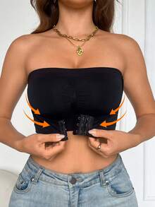 1件極簡舒適親膚無縫抹胸式內衣 女款 - 黑色 - 查看 1