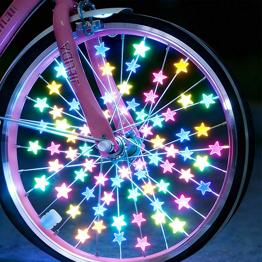 72pcs Glowing Star Bicycle Spoke Beads And Luminous Valve Caps Set, Colorful Bicycle Wheel Hub Decoration Accessories, Suitable For Night Riding, Fun Outdoor Cycling Decoration For Children And Adult Bicycles, Cool Summer Holiday Gift - View 1